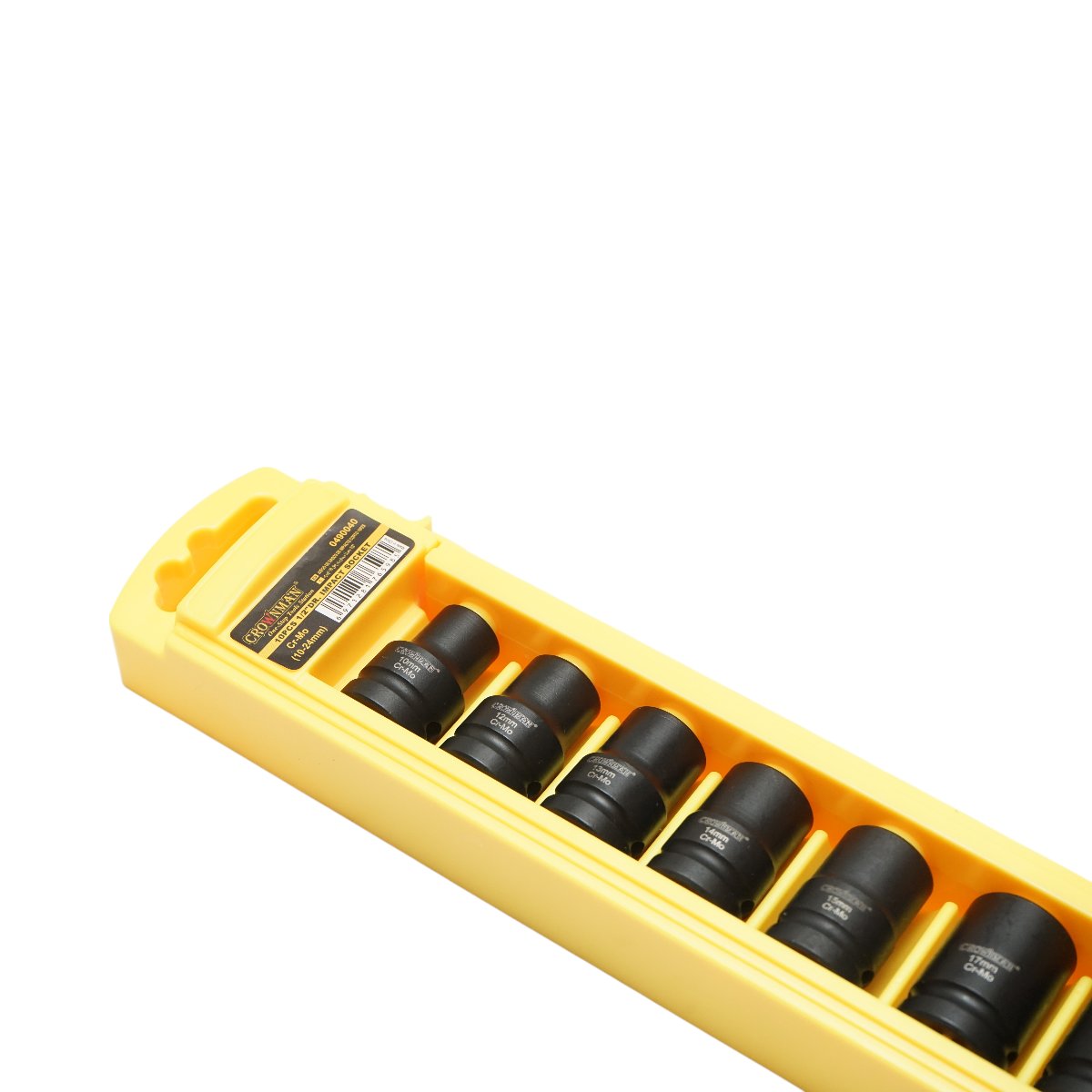 Set 10 chei tubulare de impact 10-24mm, patrat 1/2 inch, material Cr-Mo, standard DIN 3121, industrial Crownman